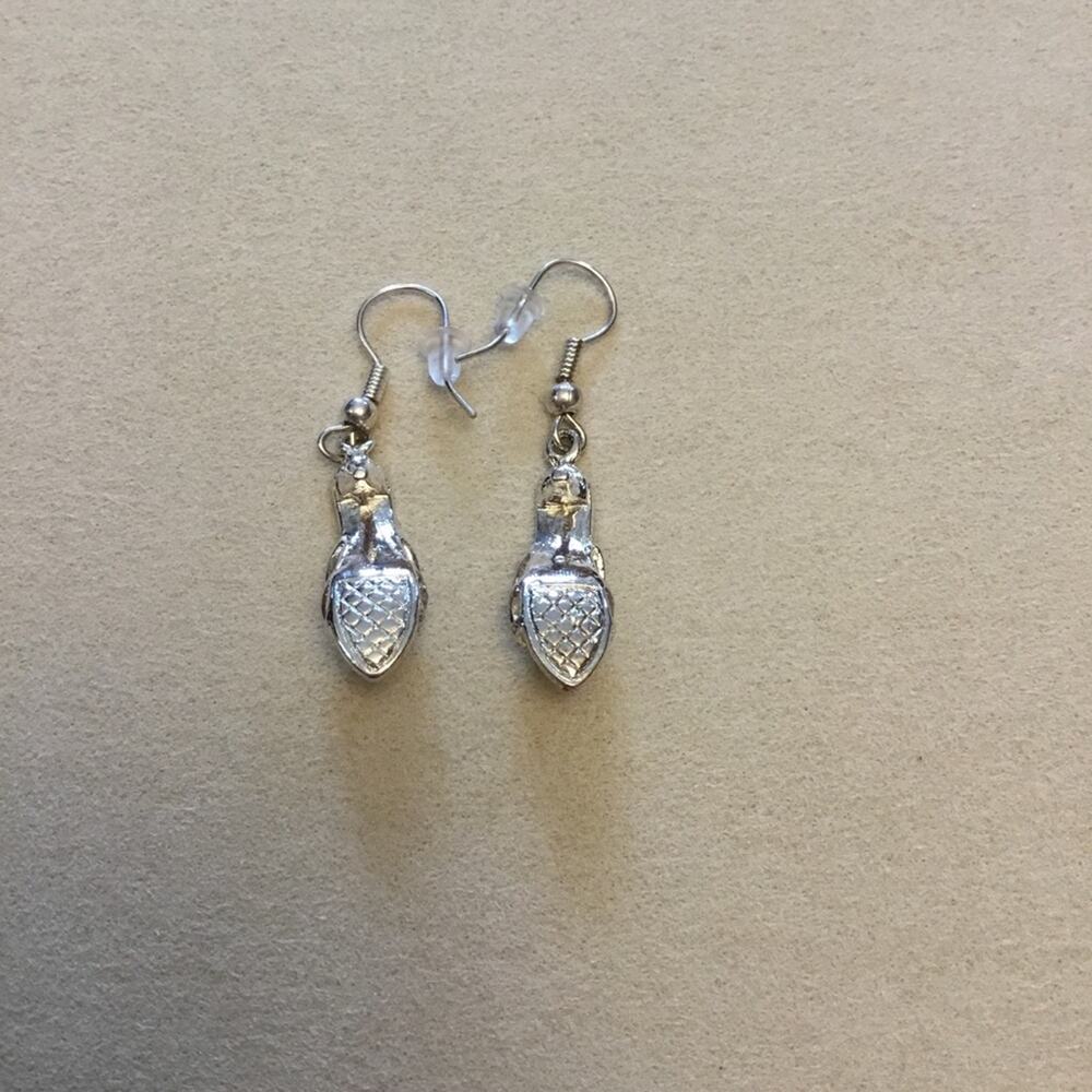 Silver High-Heel Shoes Crystals  Earrings - Picture 3 of 6